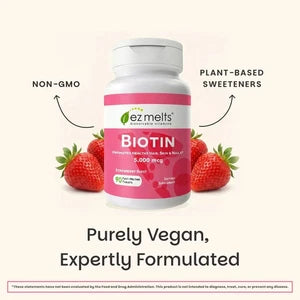 EZ Melts Biotin for Hair Skin Nails 5,000 mcg Sublingual Vitamins no water need