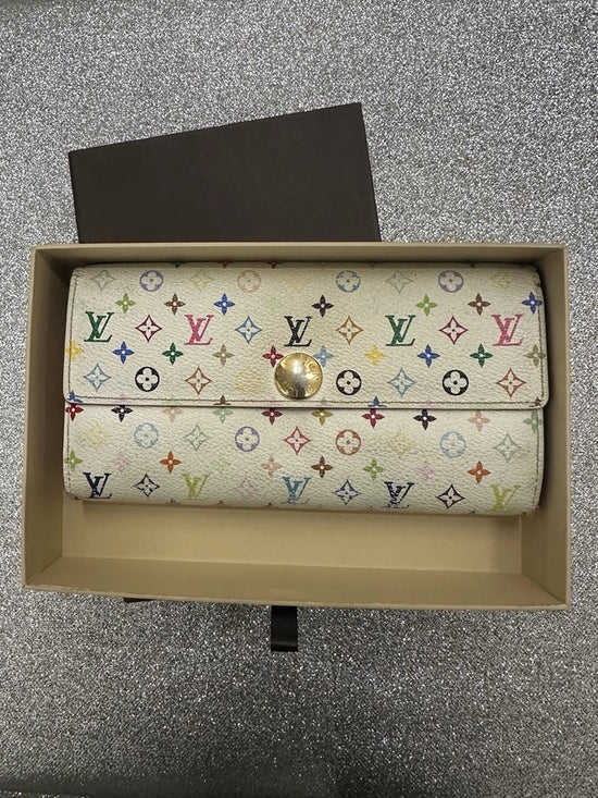 LOUIS VUITTON WHITE MURAKAMI FLAP LONG WALLET WITH BOX AUTHENTIC ZIP AROUND